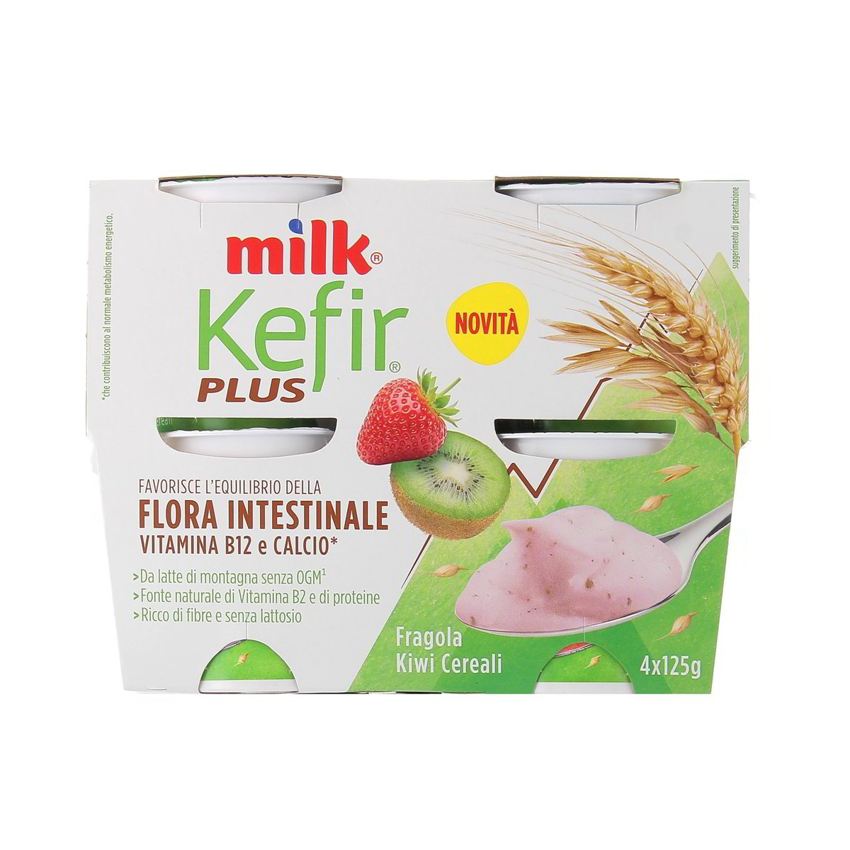 Milk Kefir Plus Fragola Kiwi Cereali 4x125 g