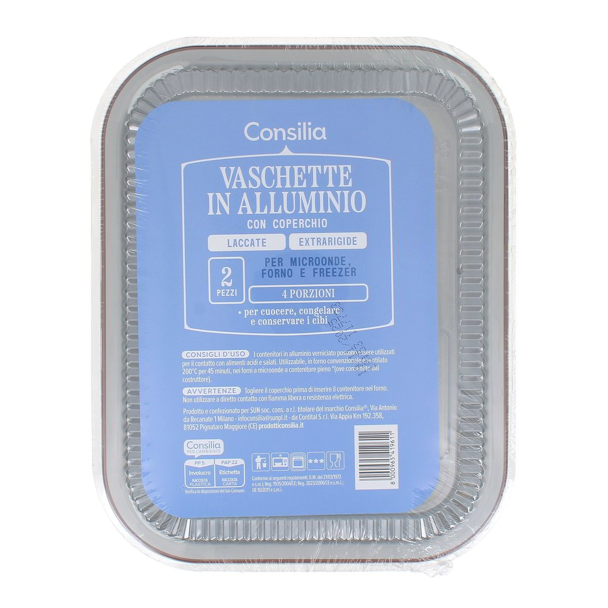 Consilia Vaschette In Alluminio Con Coperchio 4 Porzioni 2 pezzi