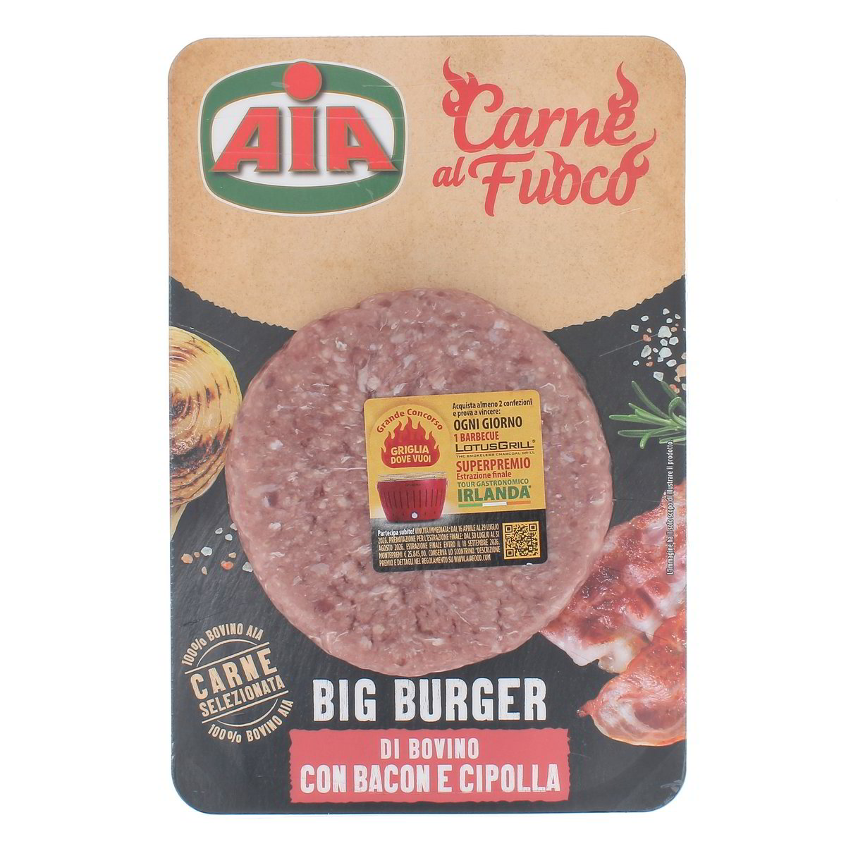AIA Carne Al Fuoco Big Burger Di Bovino Con Bacon E Cipolla 180 g