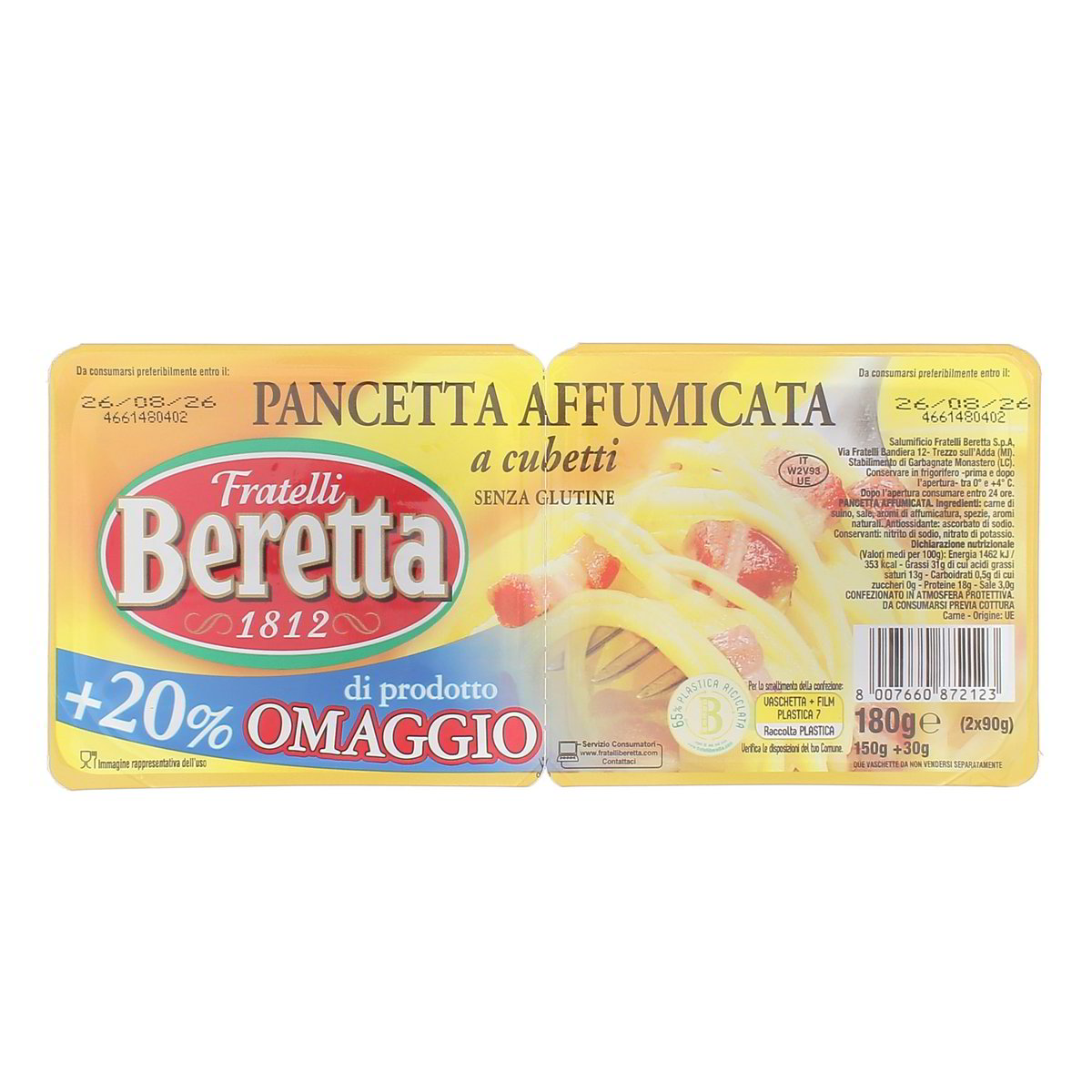Beretta Pancetta Affumicata A Cubetti 2x90 g