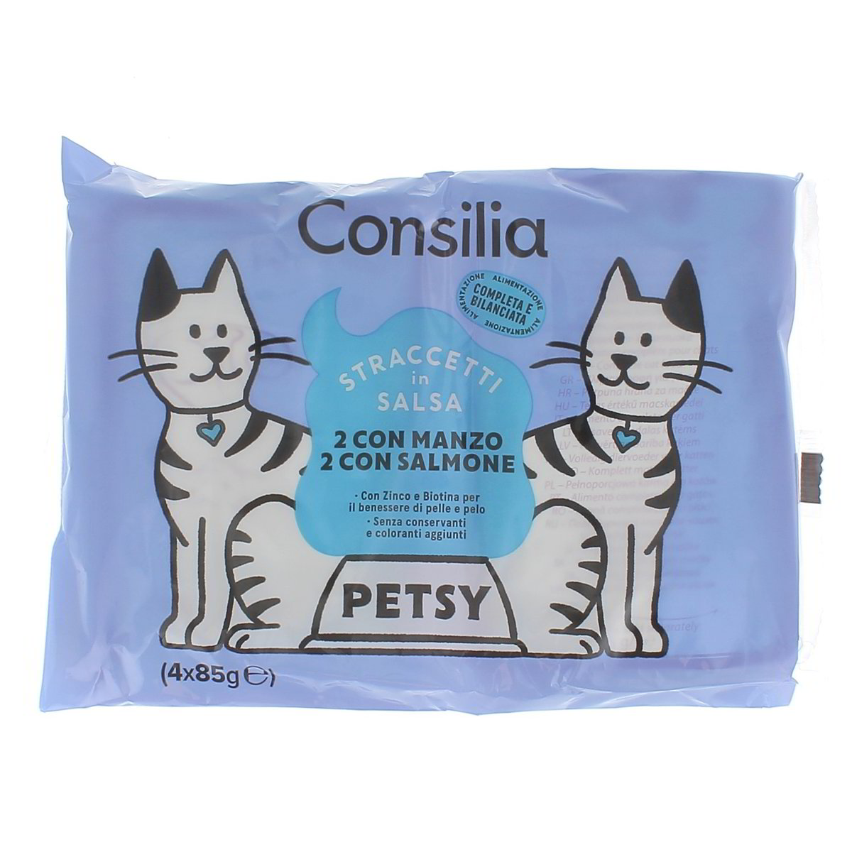 Consilia Petsy Straccetti In Salsa 2 Con Manzo 2 Con Salmone 4x85 g