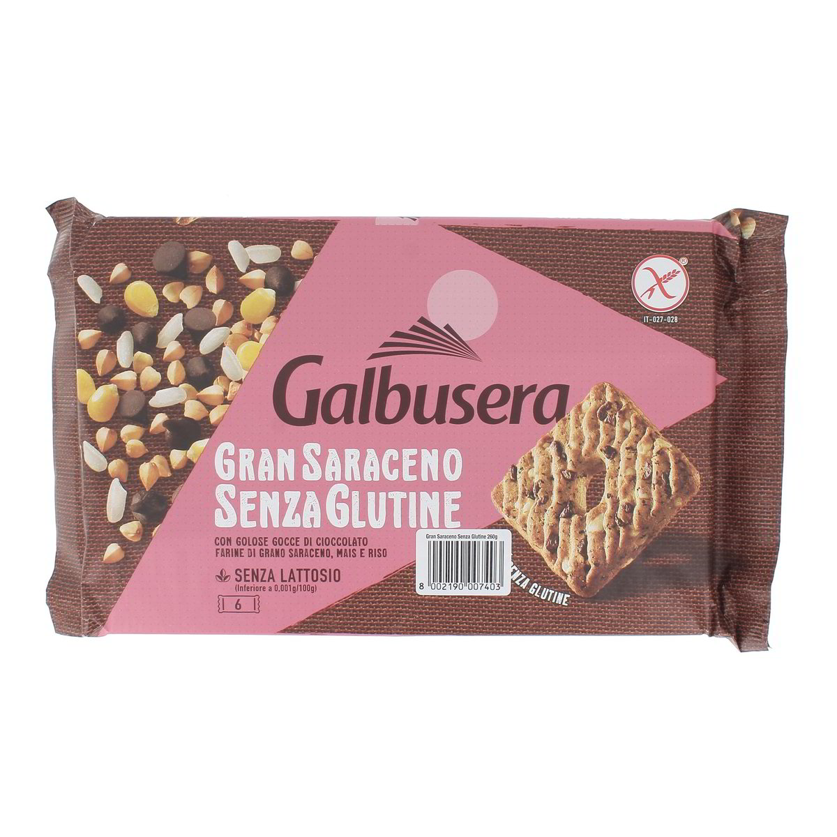 Galbusera FROLLINI GRAN SARACENO SENZA GLUTINE CON GOCCE DI CIOCCOLATO x6 260 g