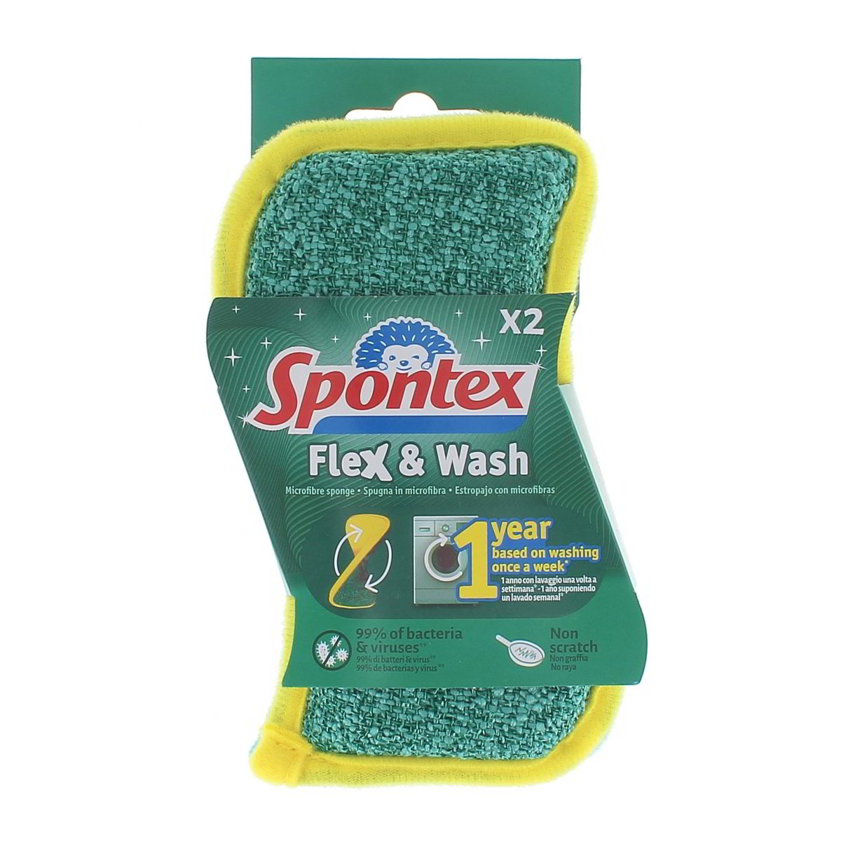 Spontex Spugna In Microfibra Flex & Wash 2 pezzi