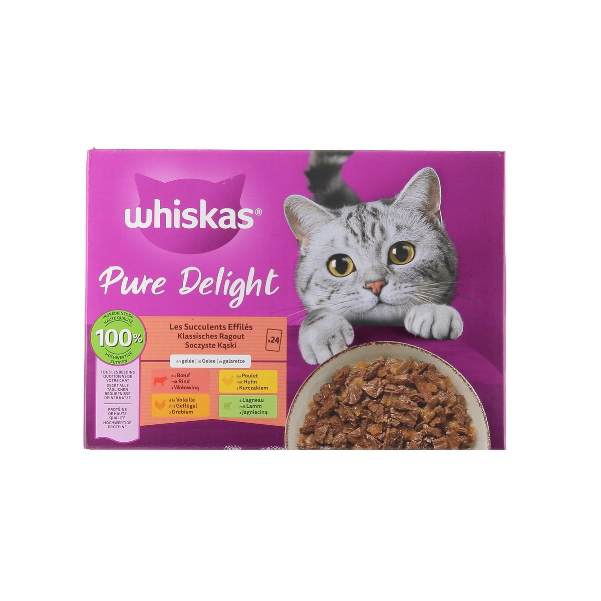 Whiskas Pure Delight In Gelatina Con Manzo Pollo Pollame Agnello 24x85 g
