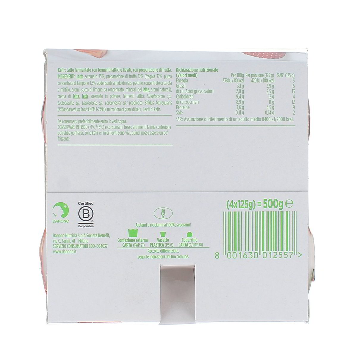 Danone Activia Kefir Fragola E Lampone 4x125 g — immagine 3