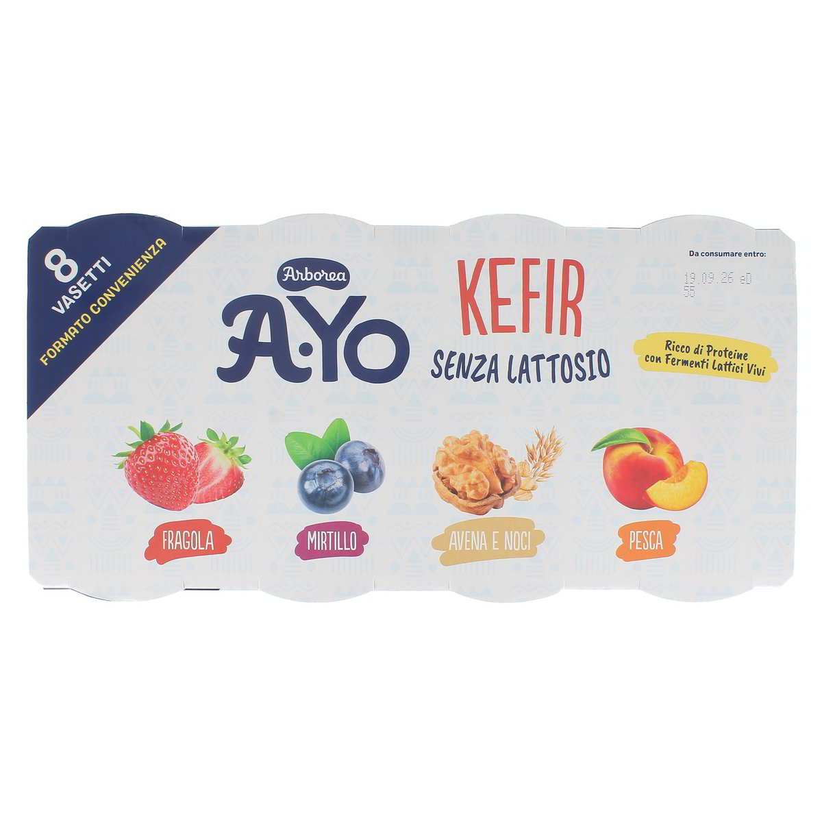 Arborea Ayo Kefir Fragola Mirtillo Avena E Noci Pesca 8x125 g