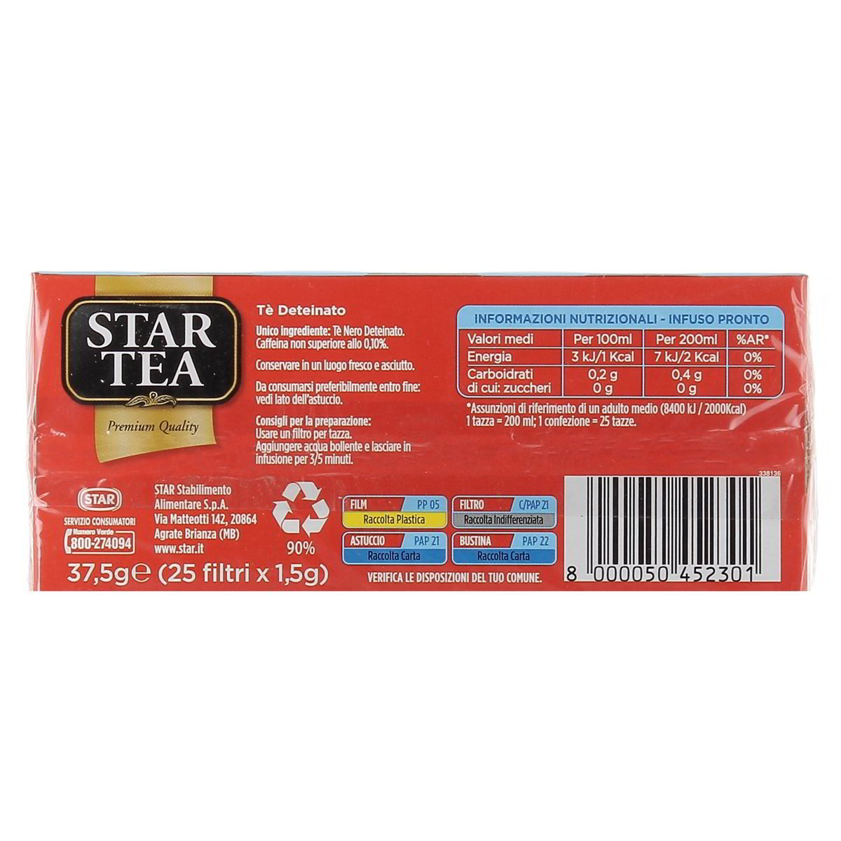 Star TEA Deteinato 25 Filtri 37 g — immagine 3