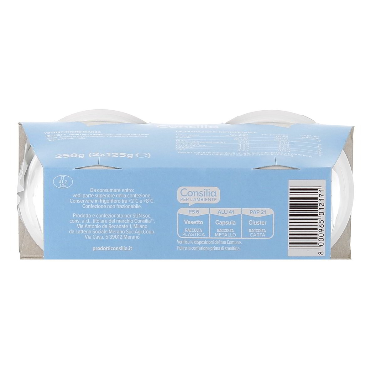 Consilia Yogurt Intero Bianco Naturale 2x125 g — immagine 3