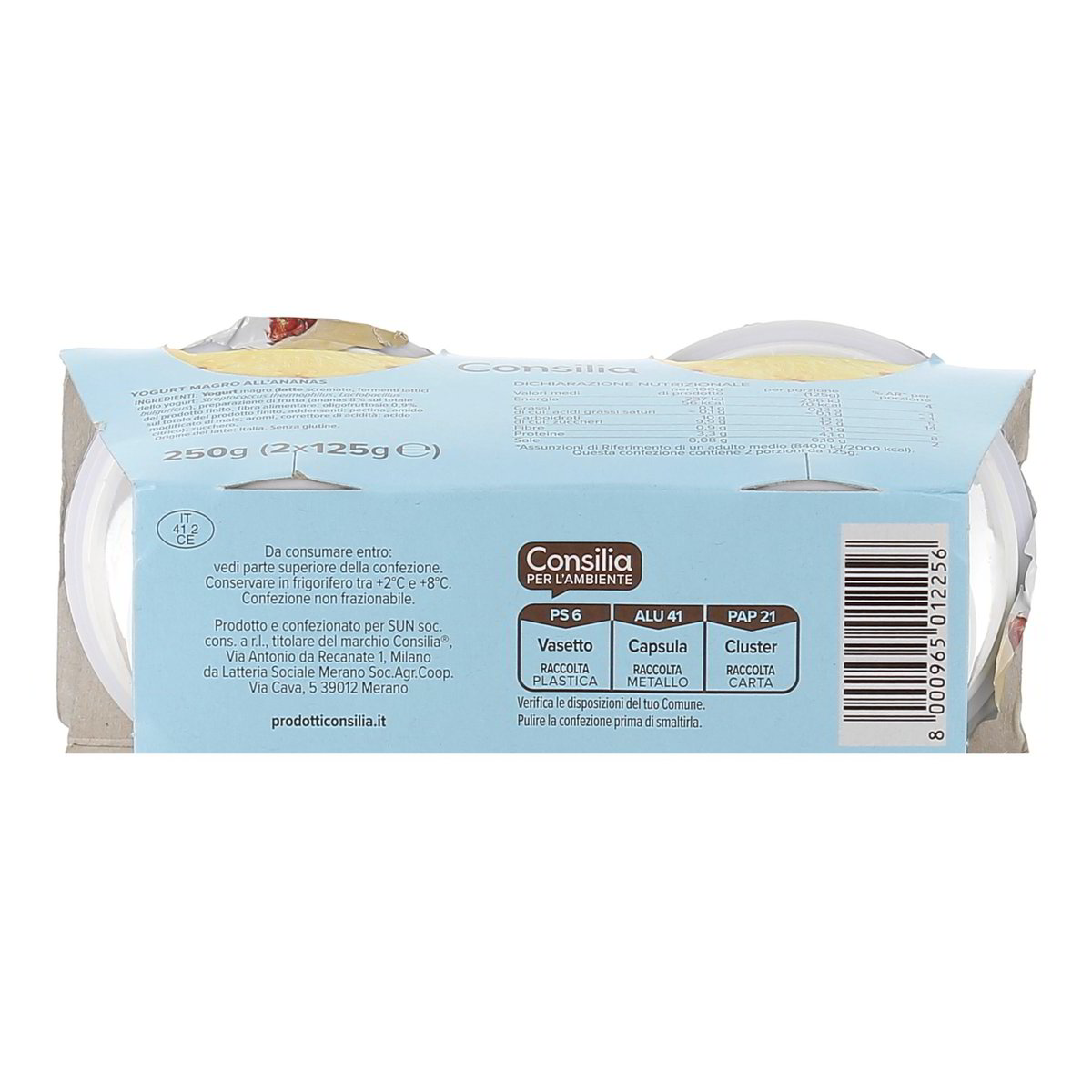 Consilia Yogurt Magro All' Ananas 0,1% Grassi 2x125 g — immagine 3