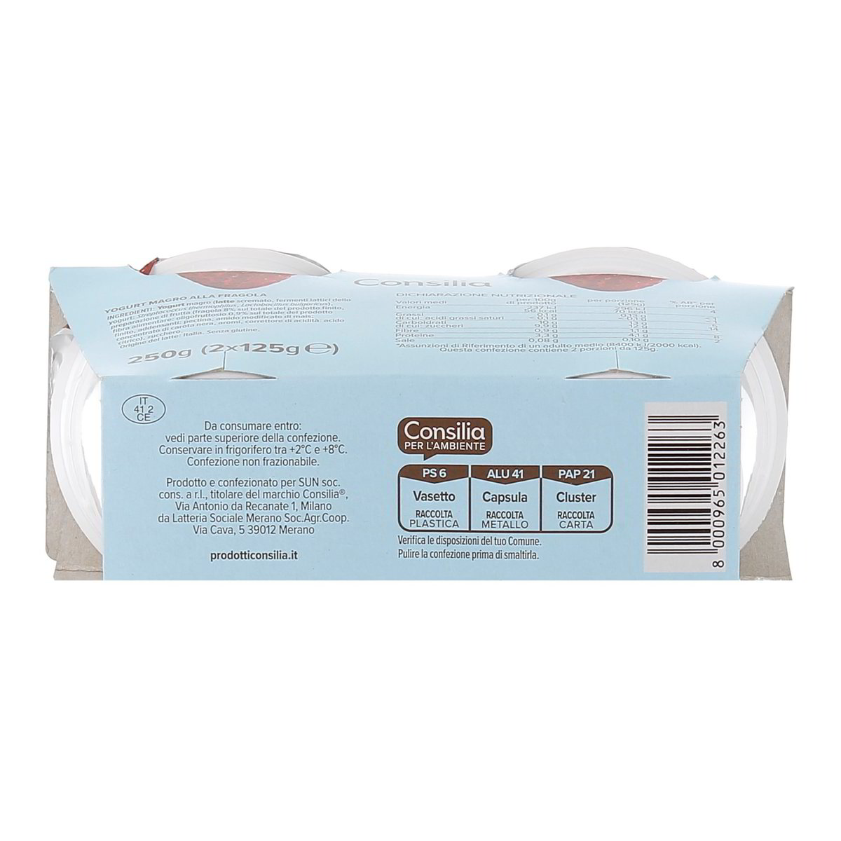 Consilia Yogurt Magro Alla Fragola 0,1% Grassi 2x125 g — immagine 3