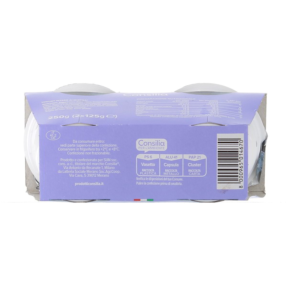 Consilia Yogurt Intero Al Mirtillo Nero 2x125 g — immagine 3