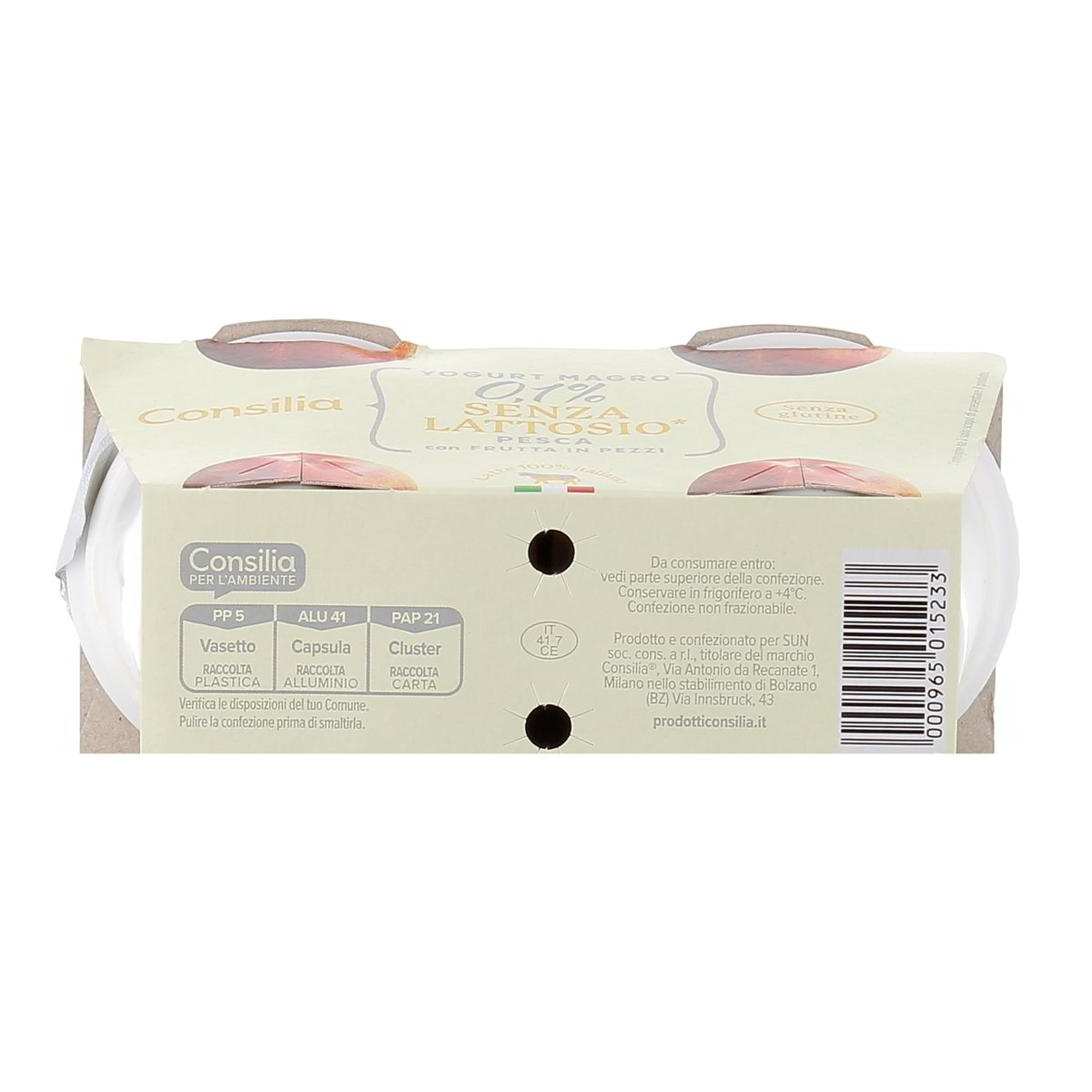Consilia Yogurt Magro Zero Grassi Alla Pesca Senza Lattosio 2x125 g — immagine 3
