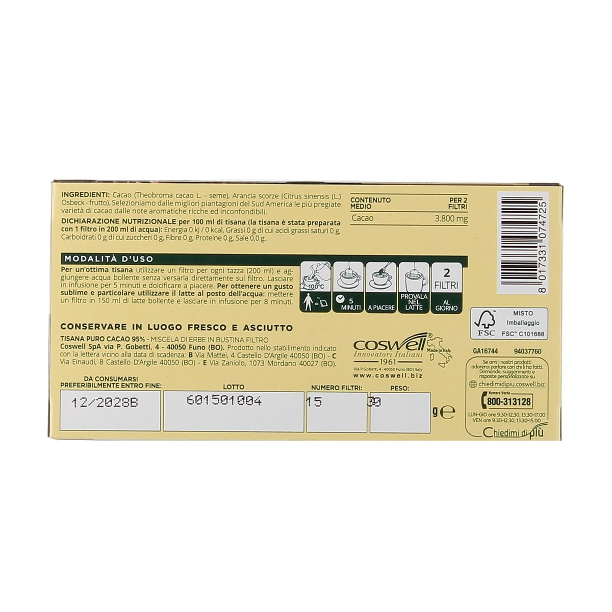 L'Angelica Tisana Puro Cacao 95% 15 Filtri 30 g — immagine 3