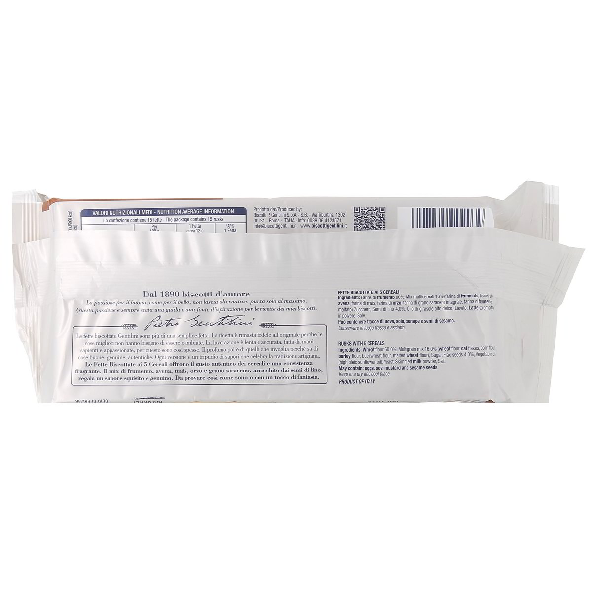 Gentilini Fette Biscottate Ai 5 Cereali Con Semi Di Lino 185 g — immagine 3