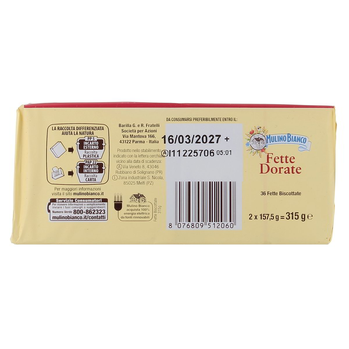 Mulino Bianco Fette Biscottate Dorate 315 g — immagine 3