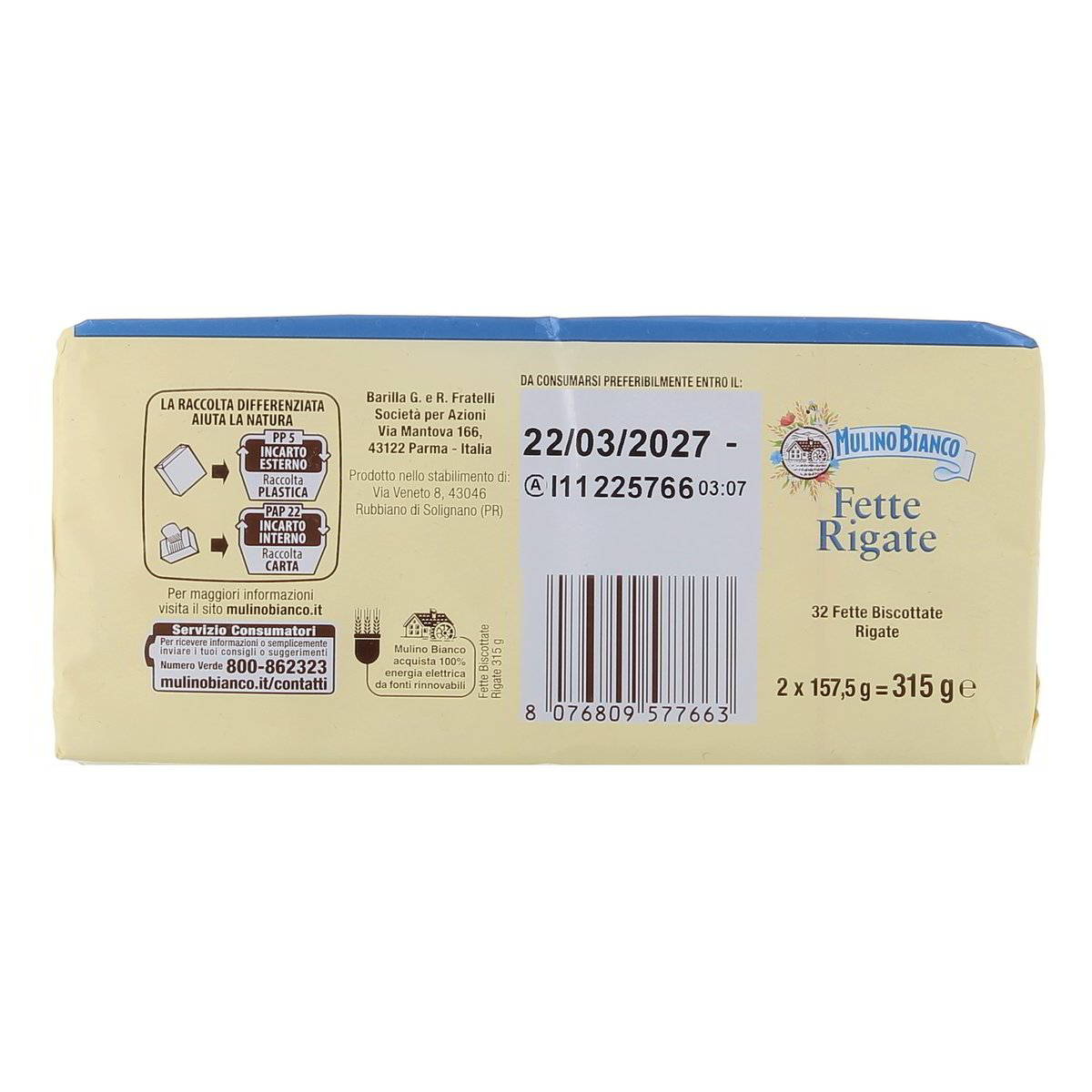 Mulino Bianco Fette Biscottate Rigate 315 g — immagine 3