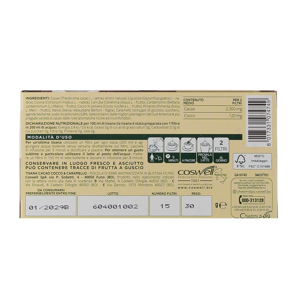 L'Angelica Tisana Cacao Cocco Carota 18 fl — immagine 3