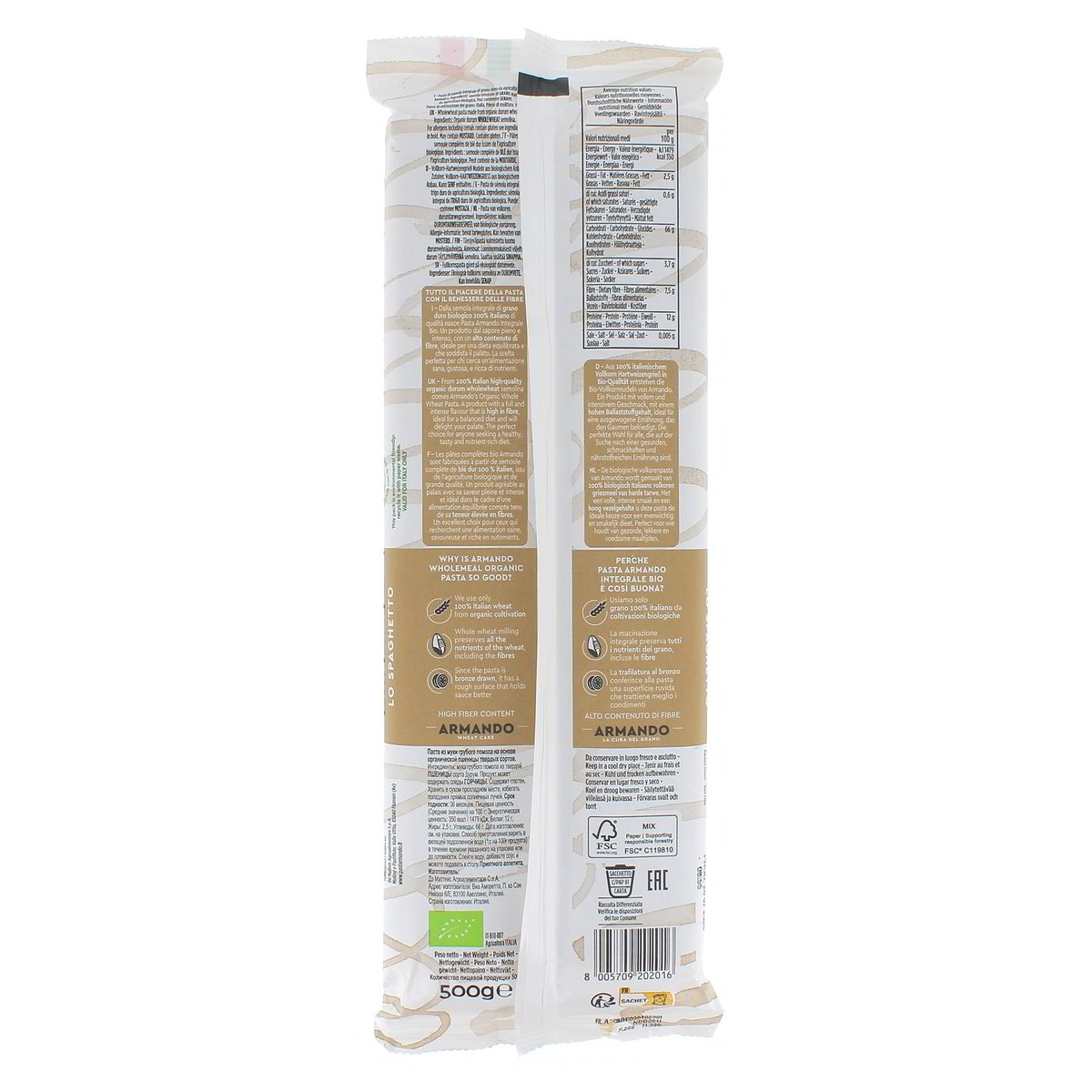 Armando Lo Spaghetto Integrale Bio 500 g — immagine 3