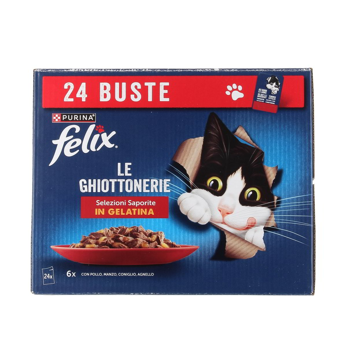 Felix Le Ghiottonerie Selezioni Saporite In Gelatina Con Pollo Manz Coniglio Agnello 24x85 g