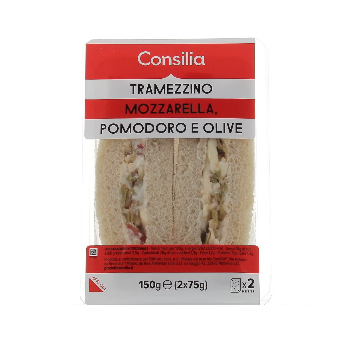 Consilia Tramezzino Mozzarella Pomodoro E Olive 150 g