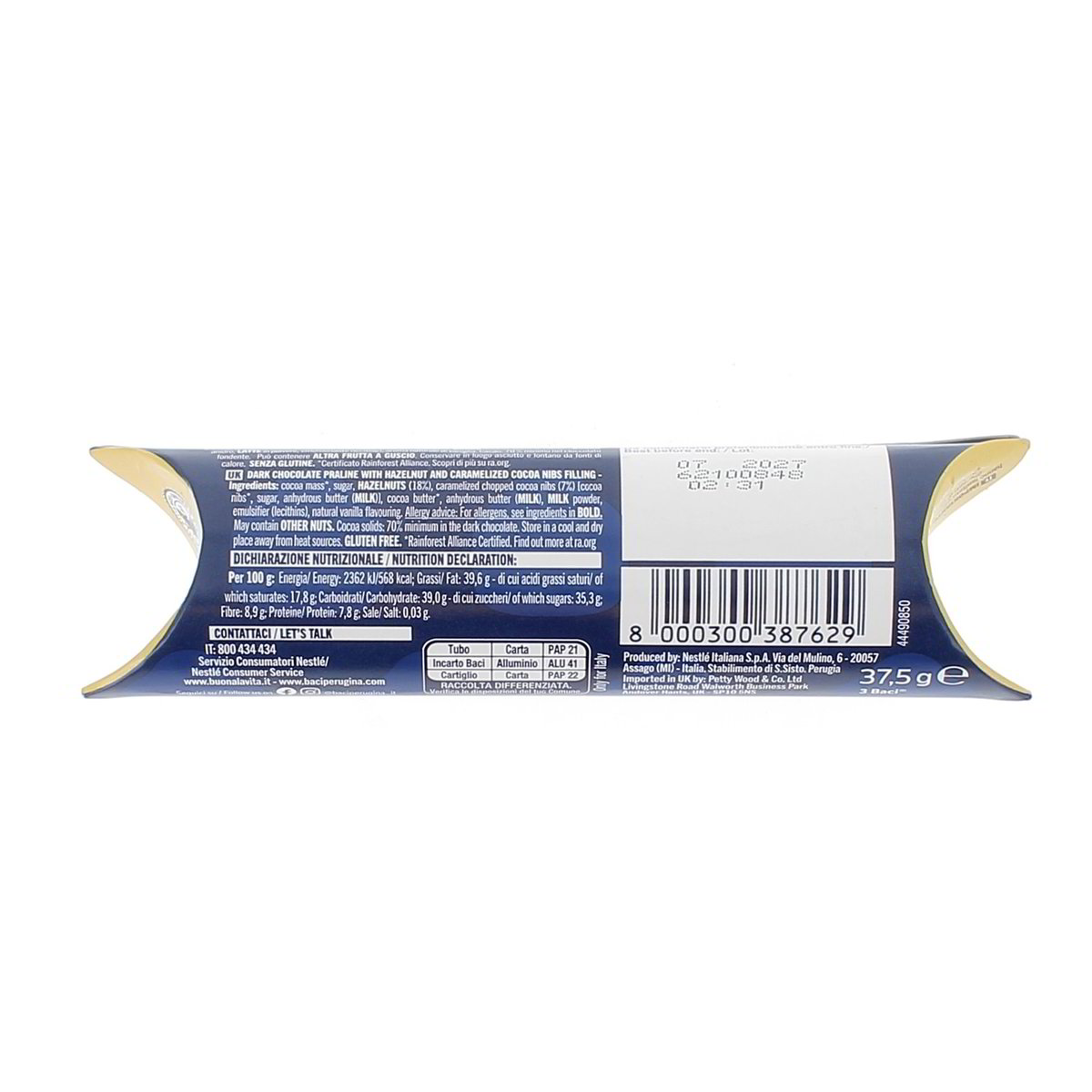 Baci Perugina Fondente 70% Cioccolatini Ripieni Al Gianduia 37,5g — immagine 3