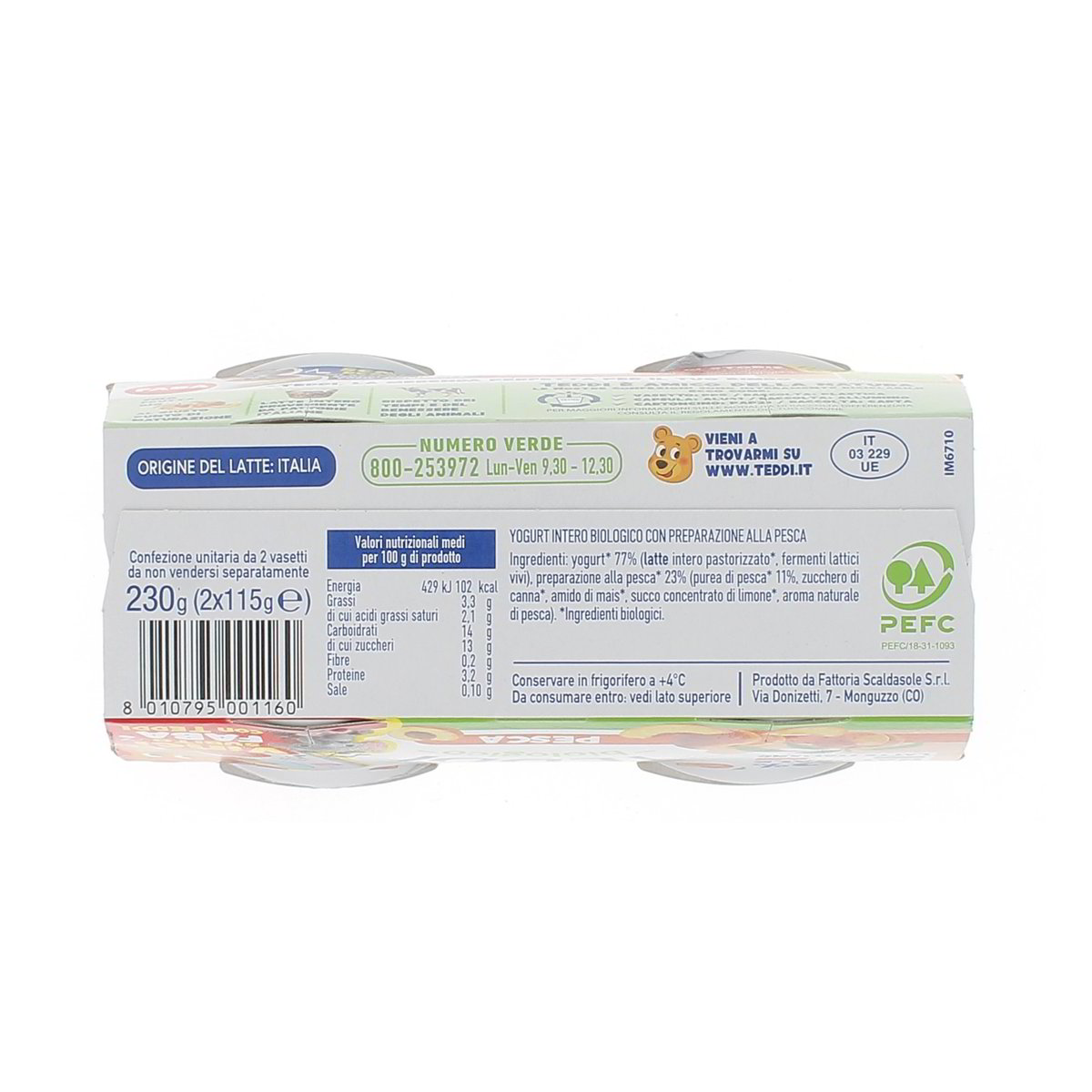 Teddi Yogurt Biologico Alla Pesca 2x115 g — immagine 3