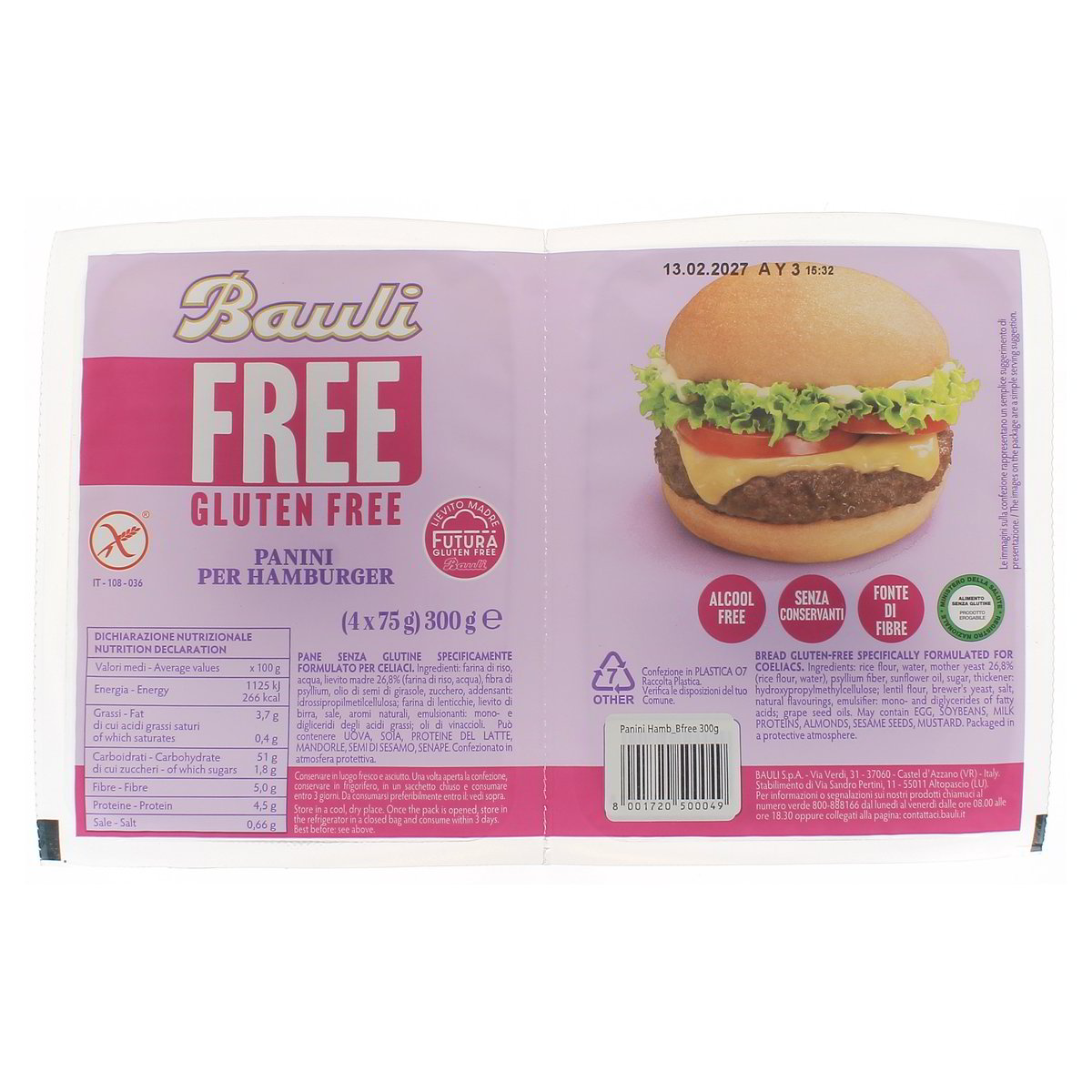 Bauli Panini Per Hamburger Gluten Free 4x75 g