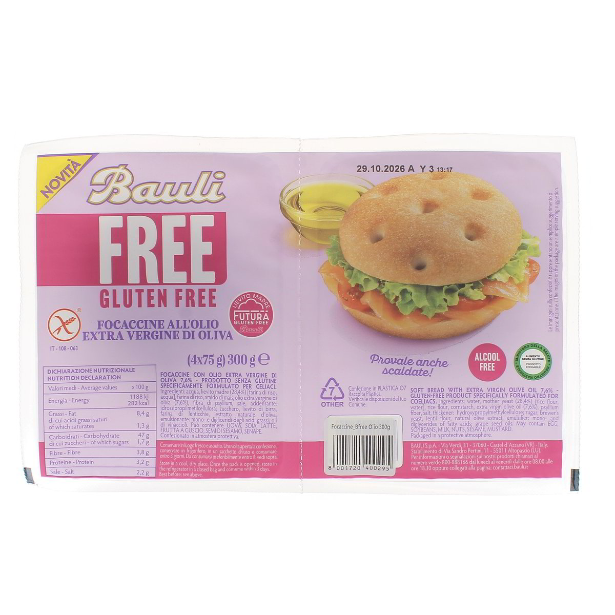 Bauli Focaccine All'olio Extra Vergine Di Oliva Gluten Free 4x75 g