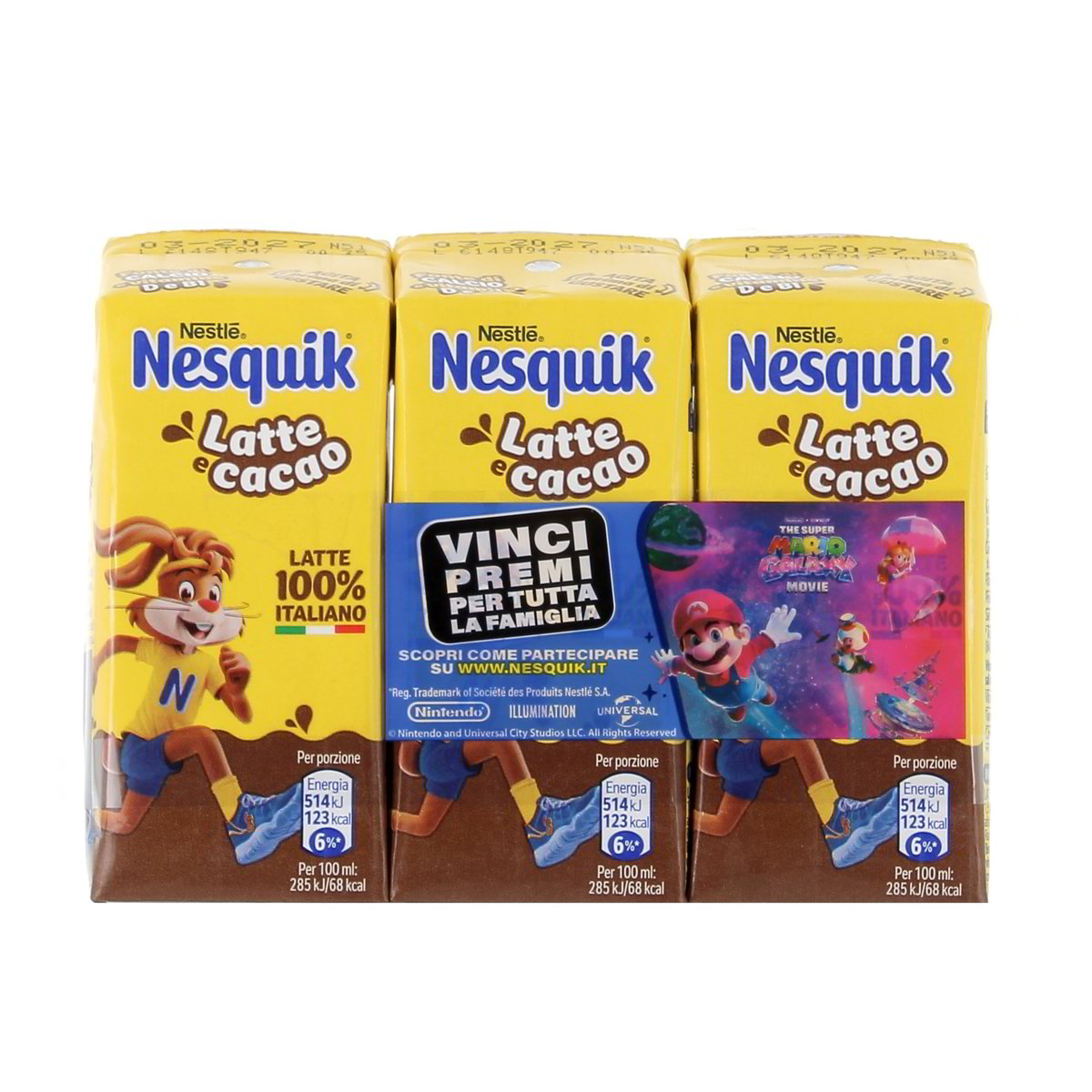 Nesquik Pronto Da Bere Latte E Cacao 3 pezzi da 180 ml
