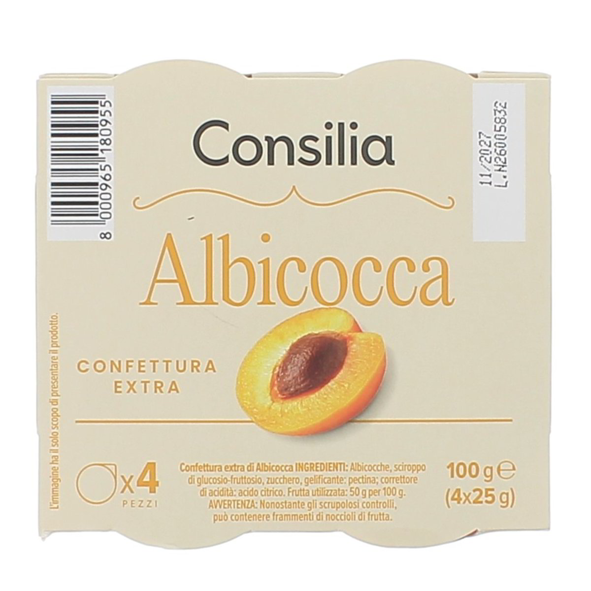 Consilia CONFETTURA EXTRA DI ALBICOCCHE x4 100 g