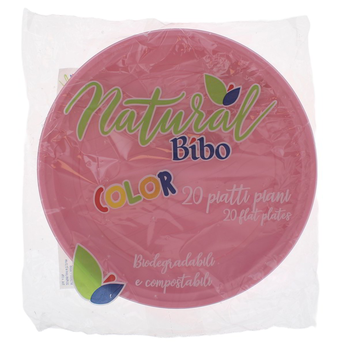 Bibo Natural Color Piatti Piani Rosa Biodegradabili E Compostabili 20 pezzi