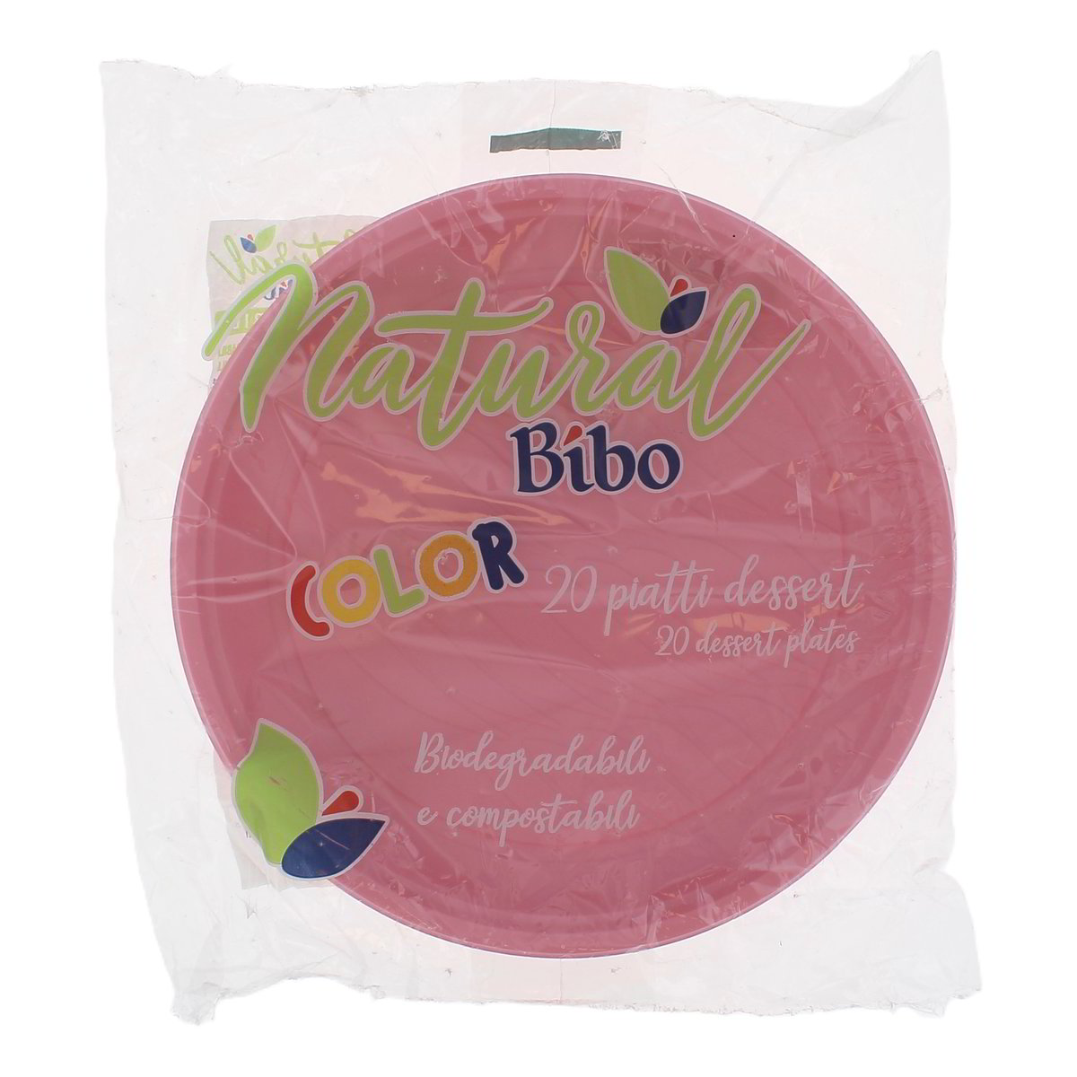 Bibo Natural Color Piatti Dessert Rosa Biodegradabili E Compostabili 20 pezzi
