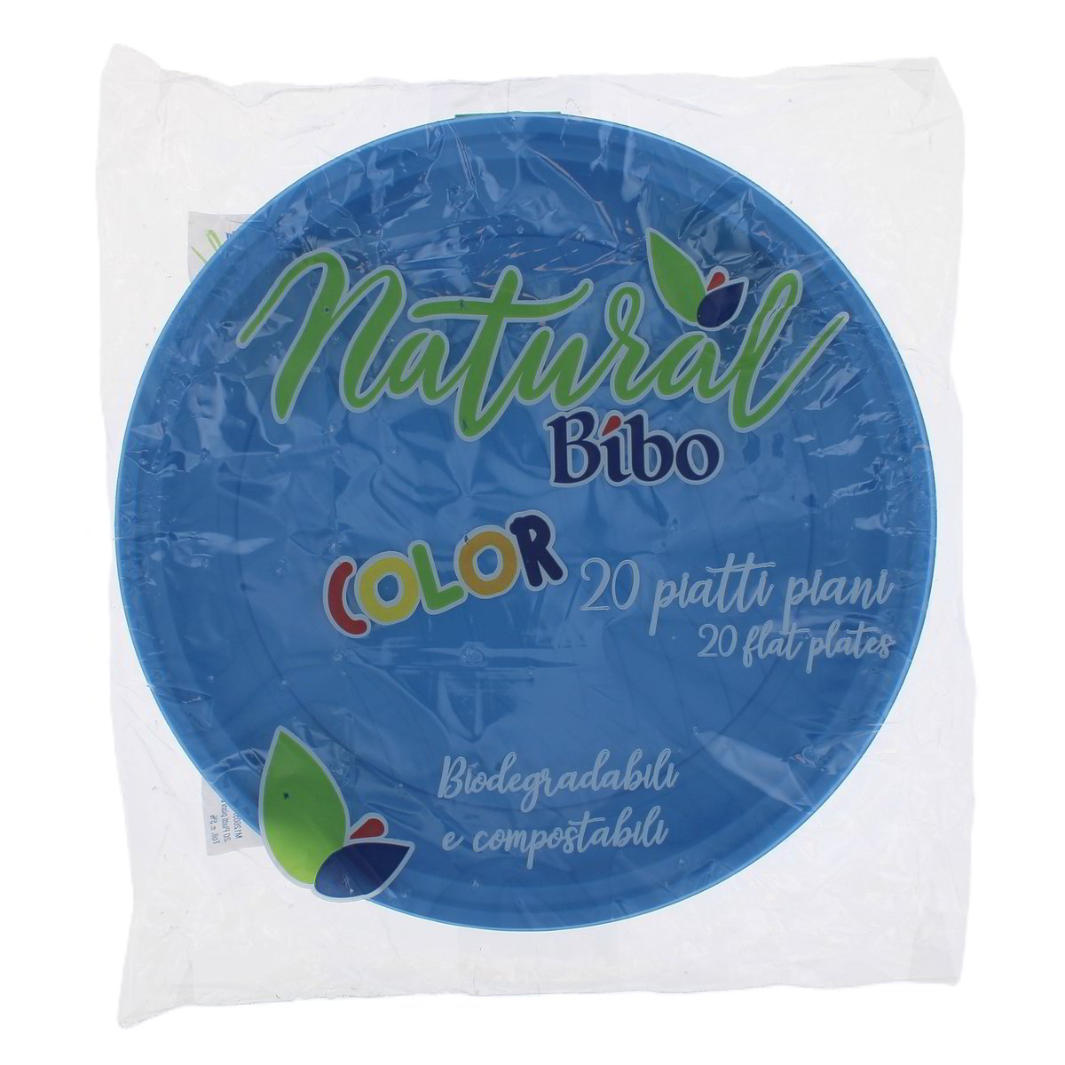 Bibo Natural Color Piatti Piani Blu Biodegradabili E Compostabili 20 pezzi