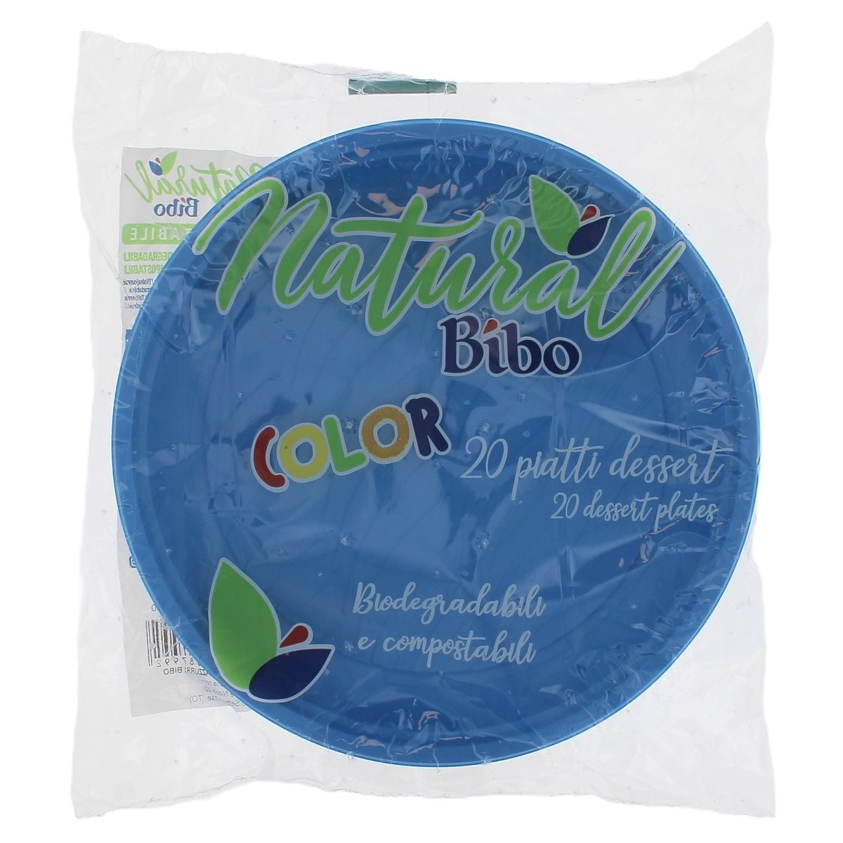 Bibo Natural Color Piatti Dessert Blu Biodegradabili E Compostabili 20 pezzi