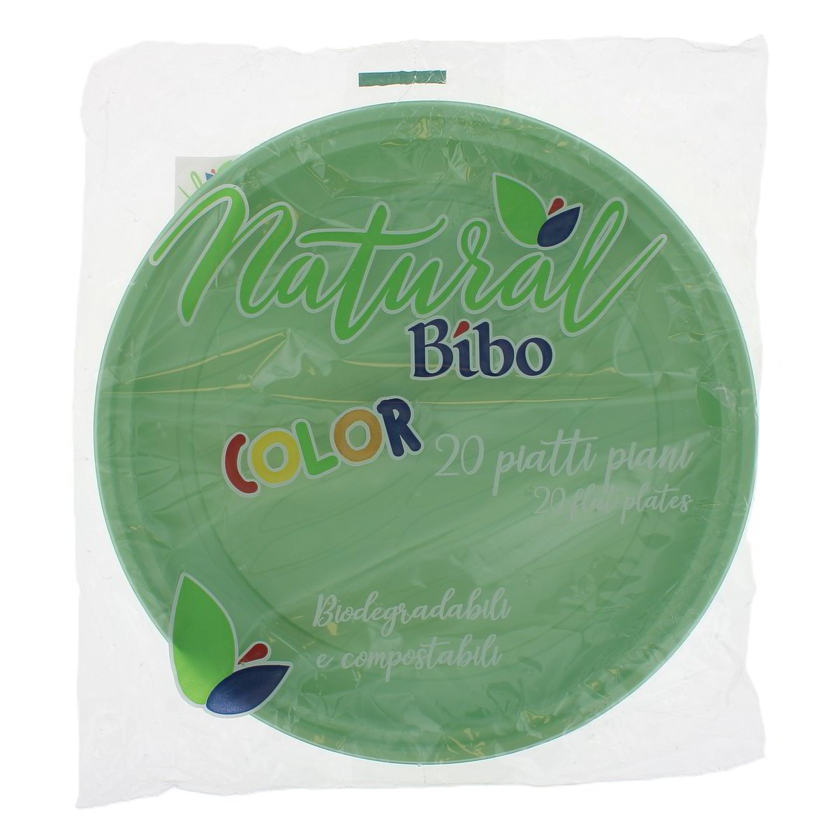 Bibo Natural Color Piatti Piani Verdi Biodegradabili E Compostabili 20 pezzi