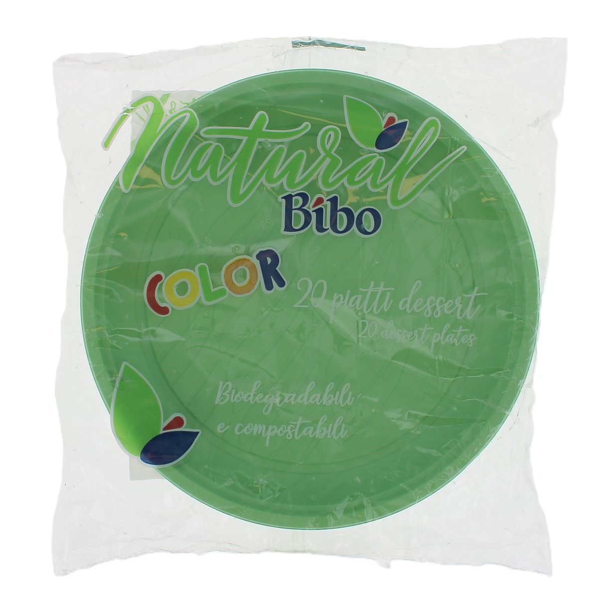 Bibo Natural Color Piatti Dessert Verdi Biodegradabili E Compostabili 20 pezzi