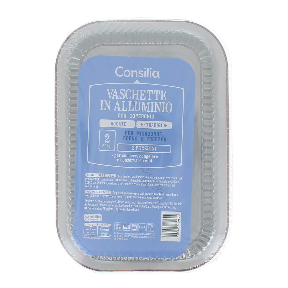 Consilia Vaschette In Alluminio Con Coperchio 2 pezzi