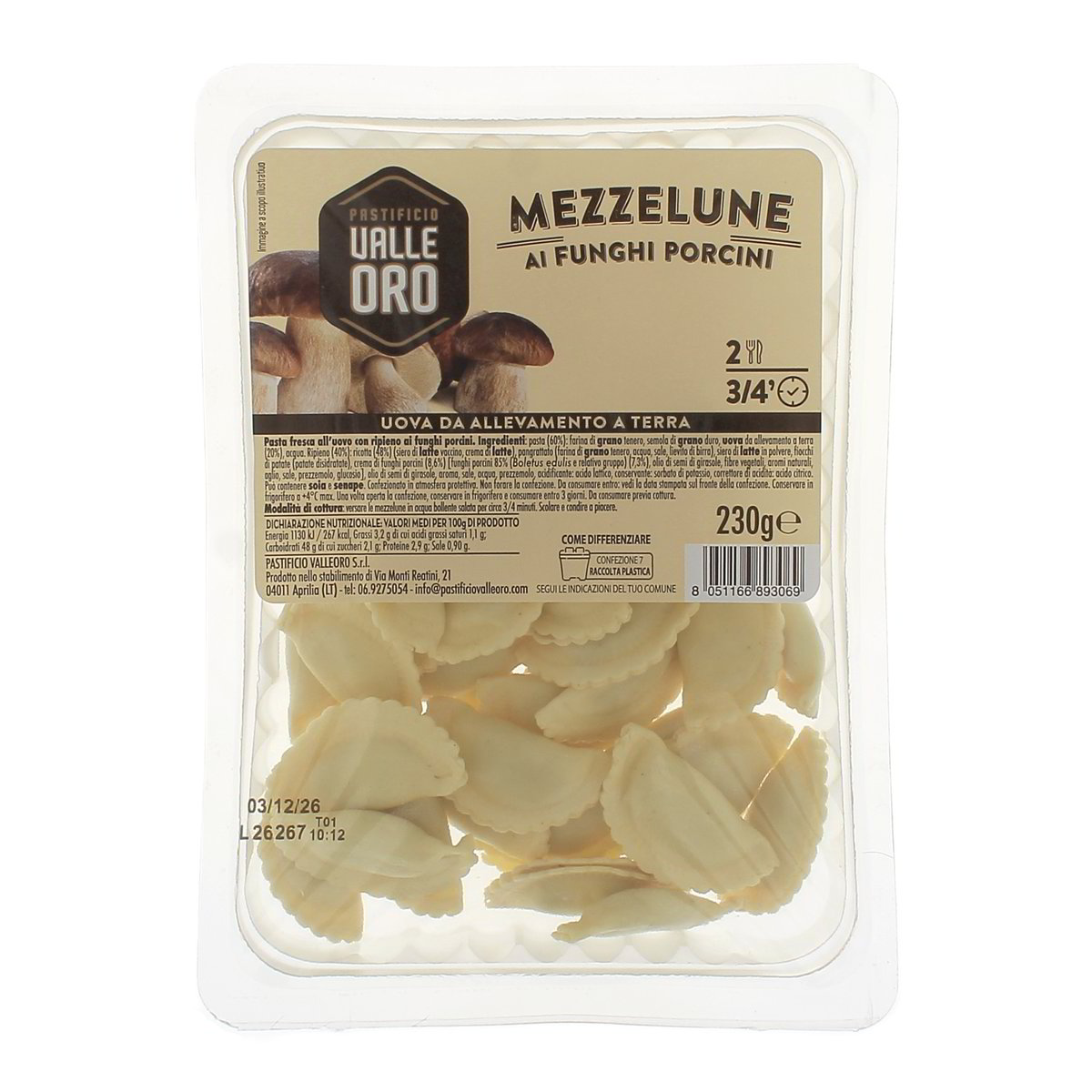 Valle Oro Mezzelune Ai Funghi Porcini 230 g