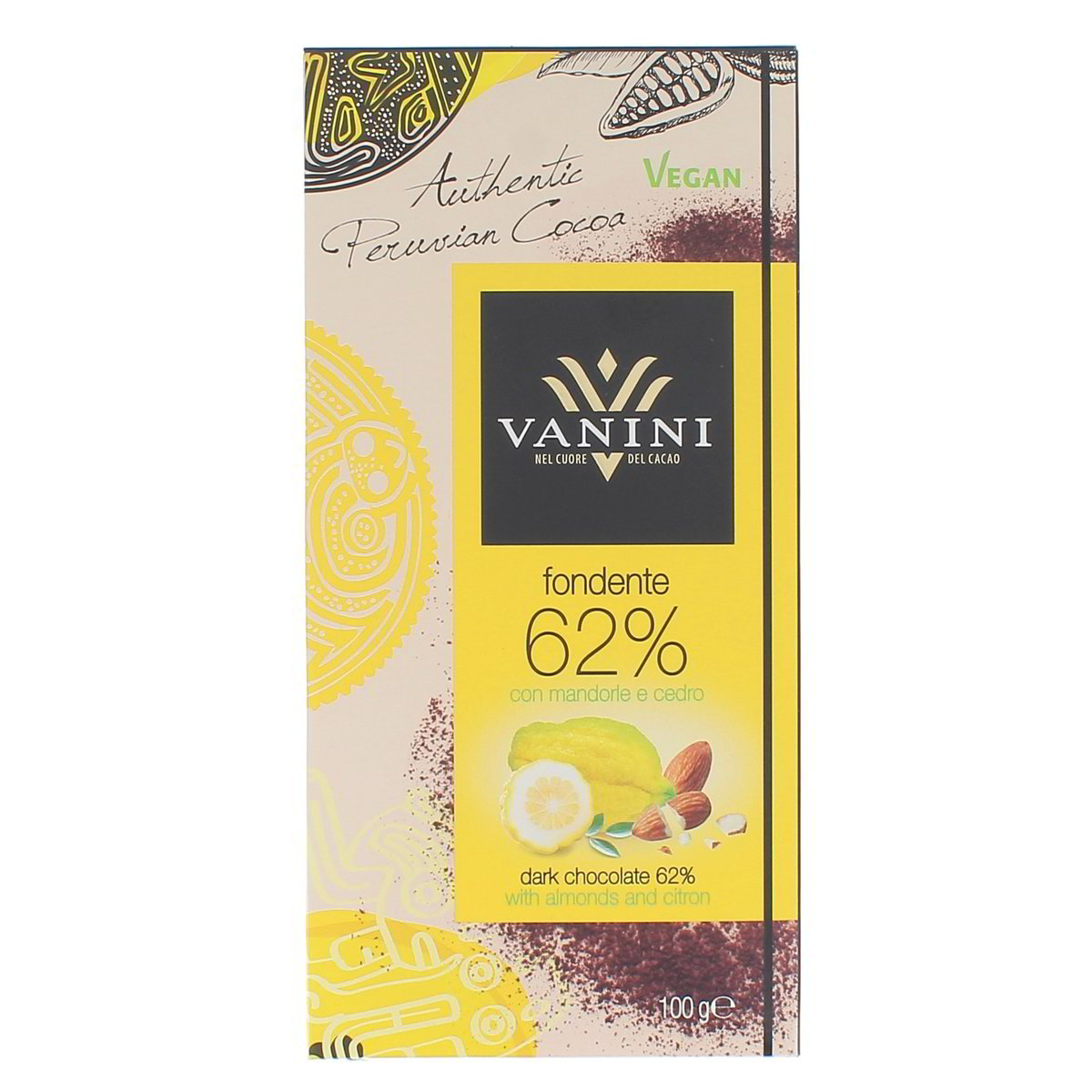 Vanini Cioccolato Fondente 62% Con Mandorle E Cedro 100 g