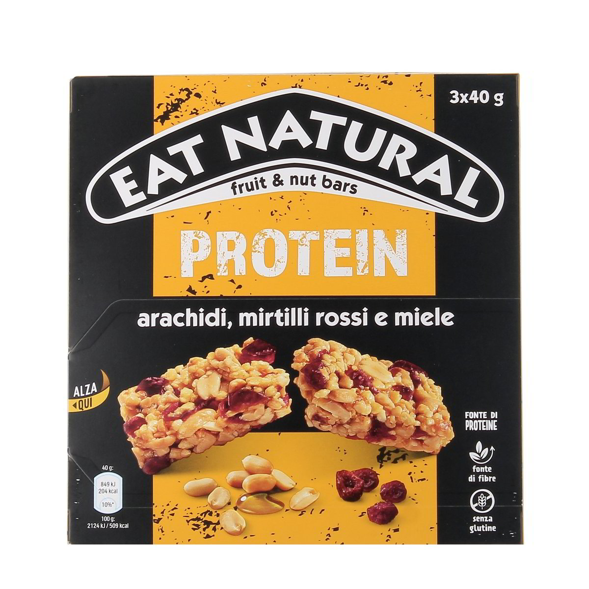 EAT Natural BARRETTE PROTEIN ARACHIDI MIRTILLI ROSSI E MIELE x3 120 g