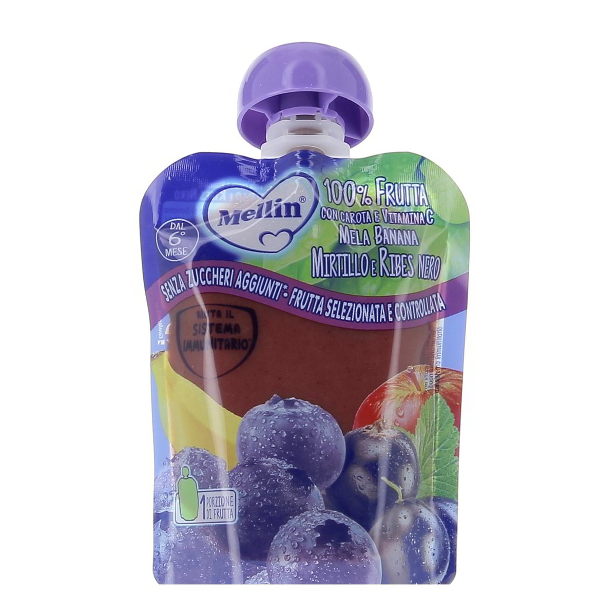 Mellin 100% Frutta Con Mela Banana Mirtillo E Ribes Nero 90 g