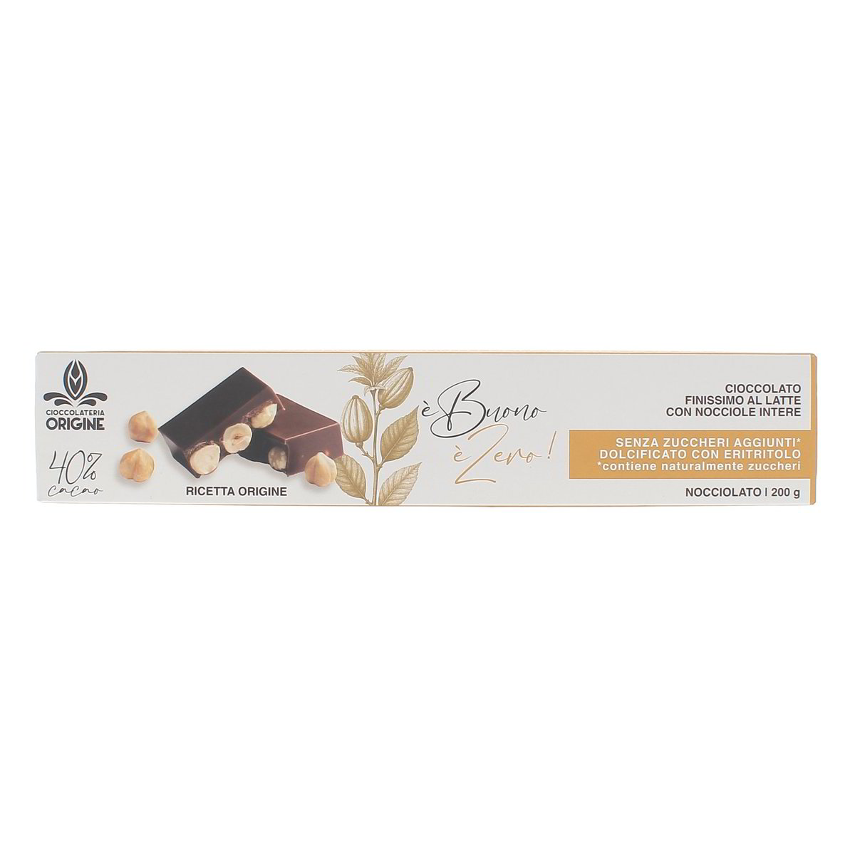 Origine Torrone Cioccolato Finissimo Al Latte Con Nocciole Intere 200 g